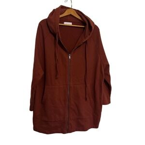 Oak Fort oversized zip up hoodie sweatshirt Brown Rust XS